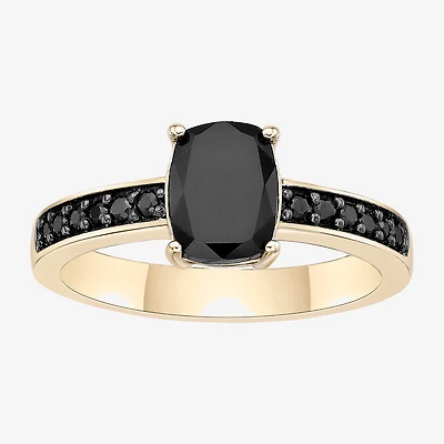 Womens Genuine Black Onyx 18K Gold Over Silver Cocktail Ring