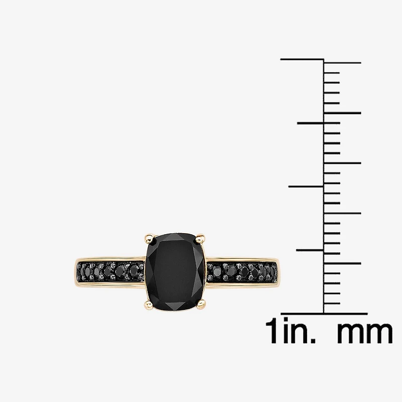 Womens Genuine Black Onyx 18K Gold Over Silver Cocktail Ring