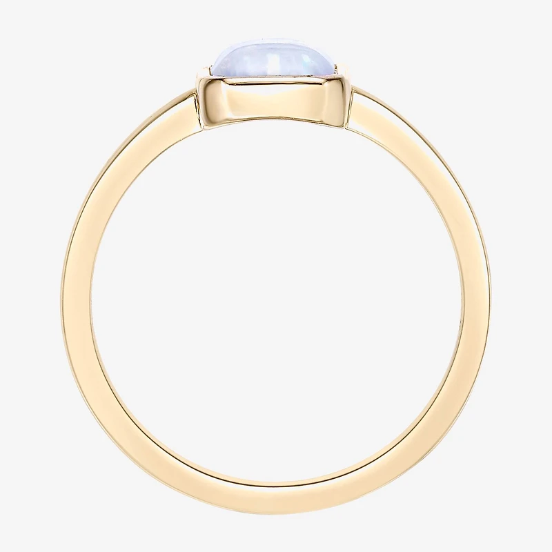 Womens Lab Created White Opal 18K Gold Over Silver Cocktail Ring