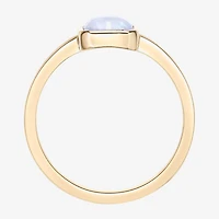 Womens Lab Created White Opal 18K Gold Over Silver Cocktail Ring