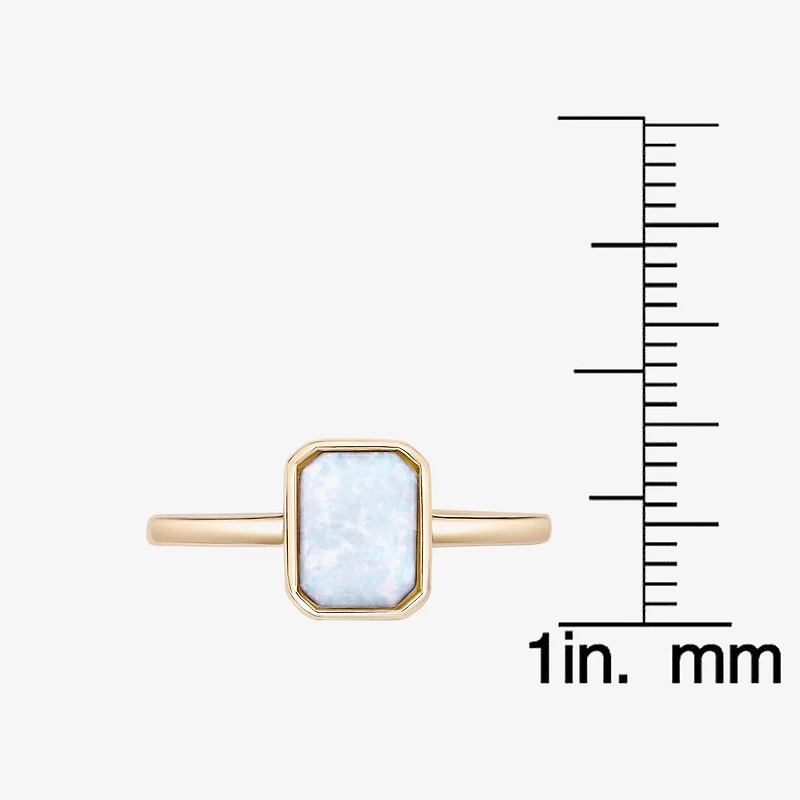 Womens Lab Created White Opal 18K Gold Over Silver Cocktail Ring
