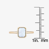 Womens Lab Created White Opal 18K Gold Over Silver Cocktail Ring