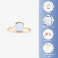 Womens Lab Created White Opal 18K Gold Over Silver Cocktail Ring