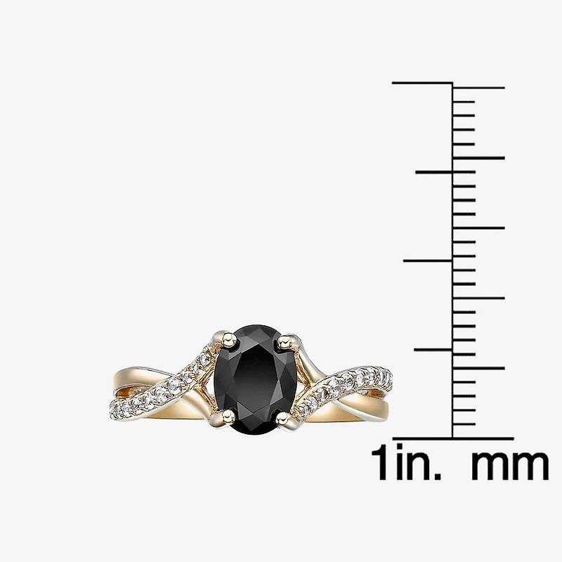 Womens Genuine Black Onyx 18K Gold Over Silver Cocktail Ring