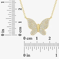 Yes, Please! Womens Lab Created White Sapphire Sterling Silver Butterfly 16 Inch Pendant Necklace