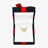 Yes, Please! Womens Lab Created White Sapphire Sterling Silver Butterfly 16 Inch Pendant Necklace