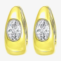 Womens White Cubic Zirconia 14K Gold Over Silver Hoop Earrings