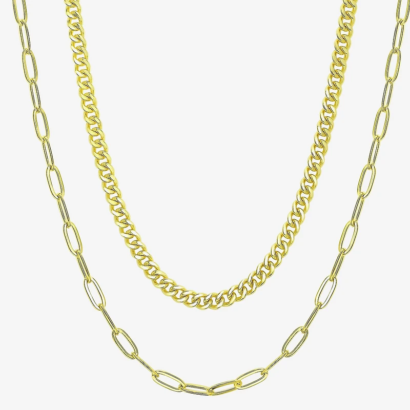 Womens 14K Gold Over Silver 18 Inch Link Chain Necklace
