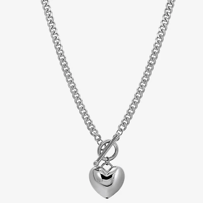 Womens Sterling Silver Heart 18 Inch Pendant Necklace