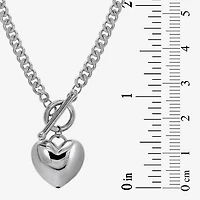 Womens Sterling Silver Heart 18 Inch Pendant Necklace