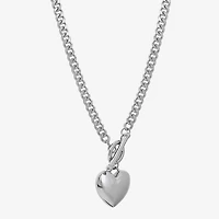 Womens Sterling Silver Heart 18 Inch Pendant Necklace