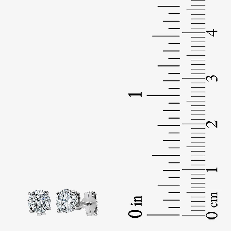 Womens White Cubic Zirconia Sterling Silver 2 Pair Earring Set