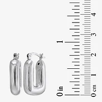 Womens Sterling Silver Rectangular Hoop Earrings