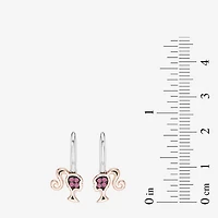 Womens Lab Created Pink Sapphire 10K Rose Gold Sterling Silver Barbie Drop Earrings