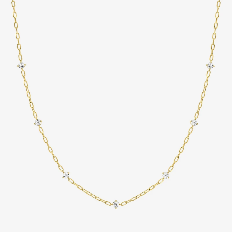 Diamond Addiction (G-H / Si2-I1) Womens 14K Gold Over Silver 20 Inch Link Chain Necklace