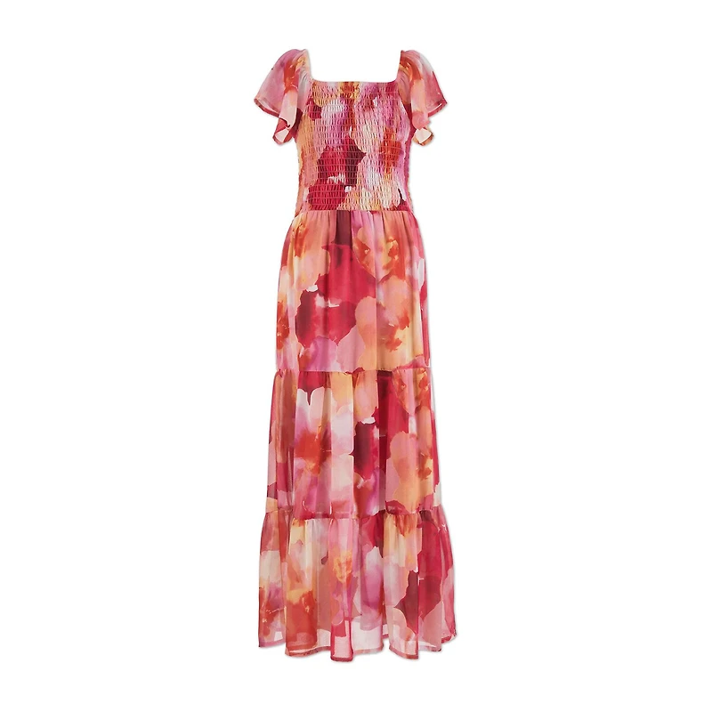 Speechless Big Kid Girls Short Sleeve Ruffled Floral Maxi Dress