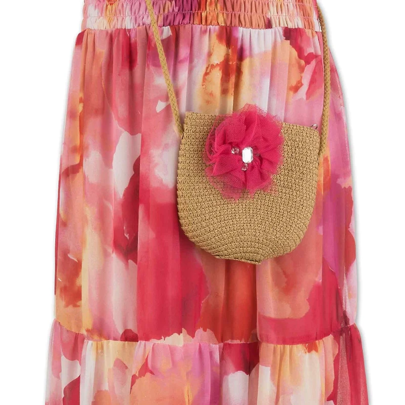 Speechless Big Kid Girls Short Sleeve Ruffled Floral Maxi Dress