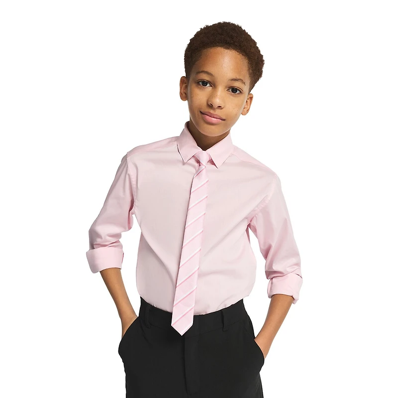 Van Heusen Little & Big Kid Boys Stretch Fabric Long Sleeve Point Collar Shirt + Tie Set