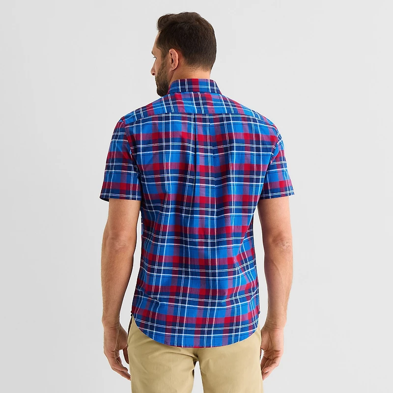 U.S. Polo Assn. Plaid Mens Short Sleeve Classic Fit Stretch Fabric Button-Down Shirt