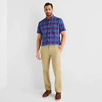 U.S. Polo Assn. Plaid Mens Short Sleeve Classic Fit Stretch Fabric Button-Down Shirt