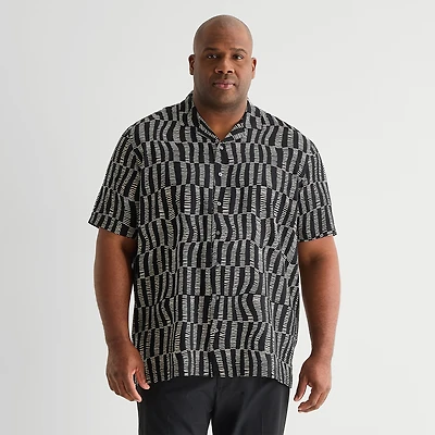 J. Ferrar Mens Short Sleeve Big and Tall Camp Shirt