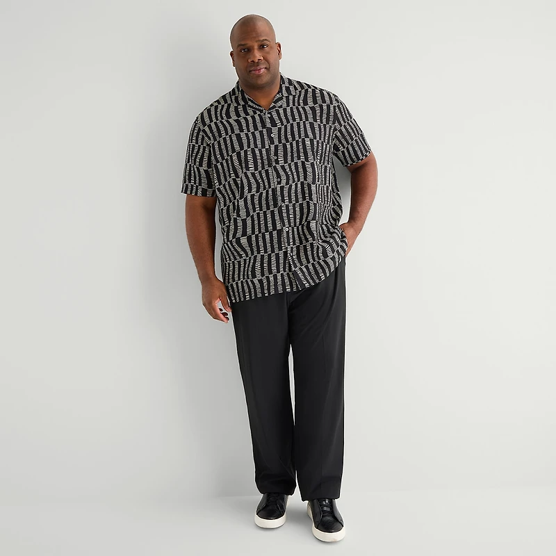 J. Ferrar Mens Short Sleeve Big and Tall Camp Shirt