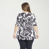 24seven Comfort Apparel Plus Womens Scoop Neck Elbow Sleeve Tunic Top