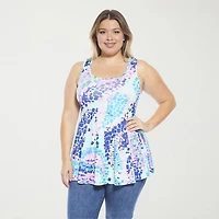24seven Comfort Apparel Womens Plus Scoop Neck Sleeveless Tank Top