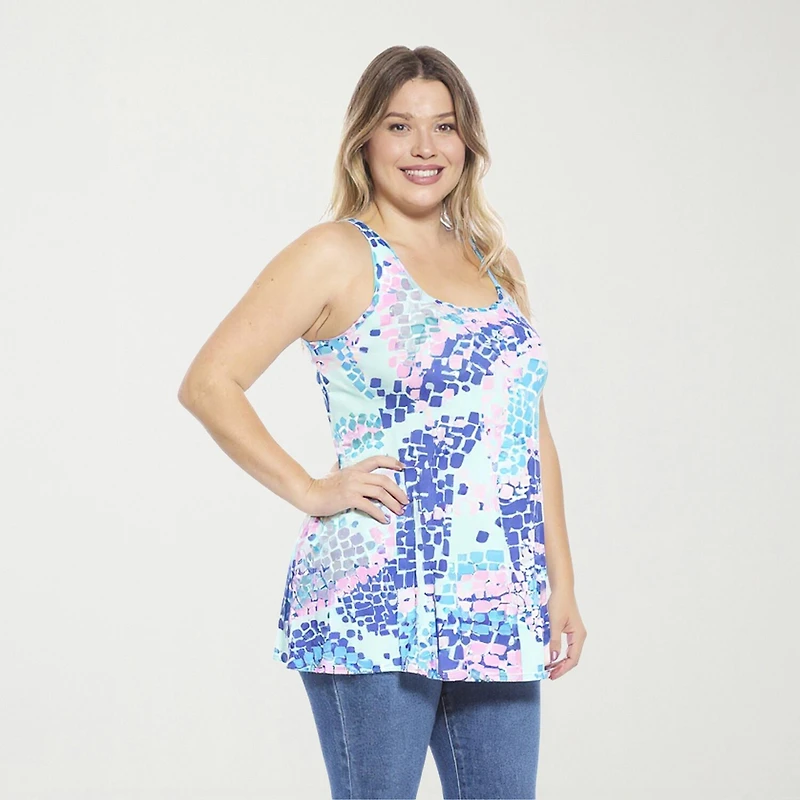 24seven Comfort Apparel Womens Plus Scoop Neck Sleeveless Tank Top