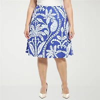 24seven Comfort Apparel Womens Plus Mid Rise A-Line Skirt