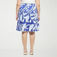24seven Comfort Apparel Womens Plus Mid Rise A-Line Skirt