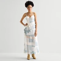 Arizona Womens Juniors Round Neck Short Sleeve Fit + Flare Dress