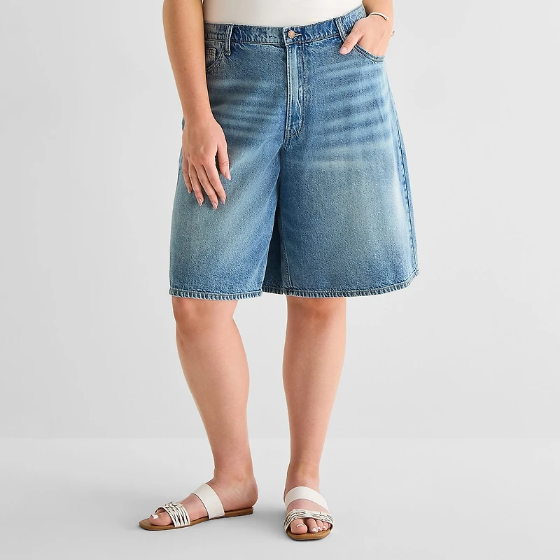 Arizona Womens 12" Mid Rise Juniors Denim Short
