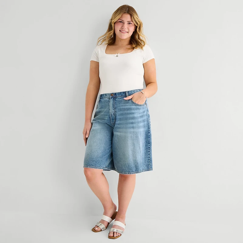 Arizona Womens 12" Mid Rise Juniors Denim Short