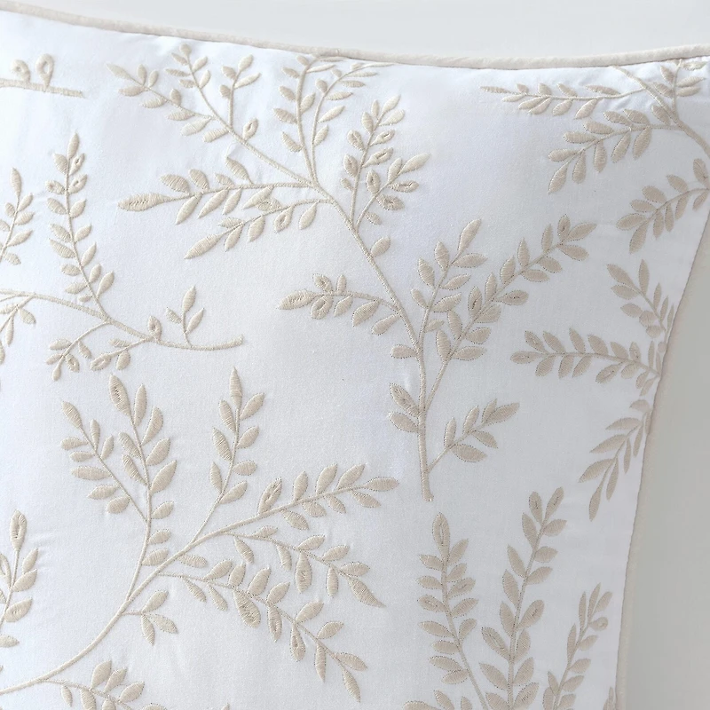 Martha Stewart Murray Leaves Embroidered 18x18 Square Throw Pillow
