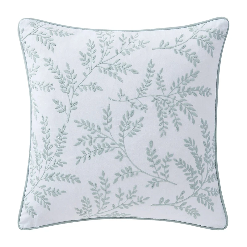 Martha Stewart Murray Leaves Embroidered 18x18 Square Throw Pillow