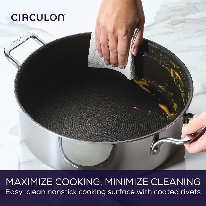 Circulon C1 Series Clad With Scratch Defense Technology Nonstick With Lid 7 Qt Non-Stick Stainless Steel Braising Pan