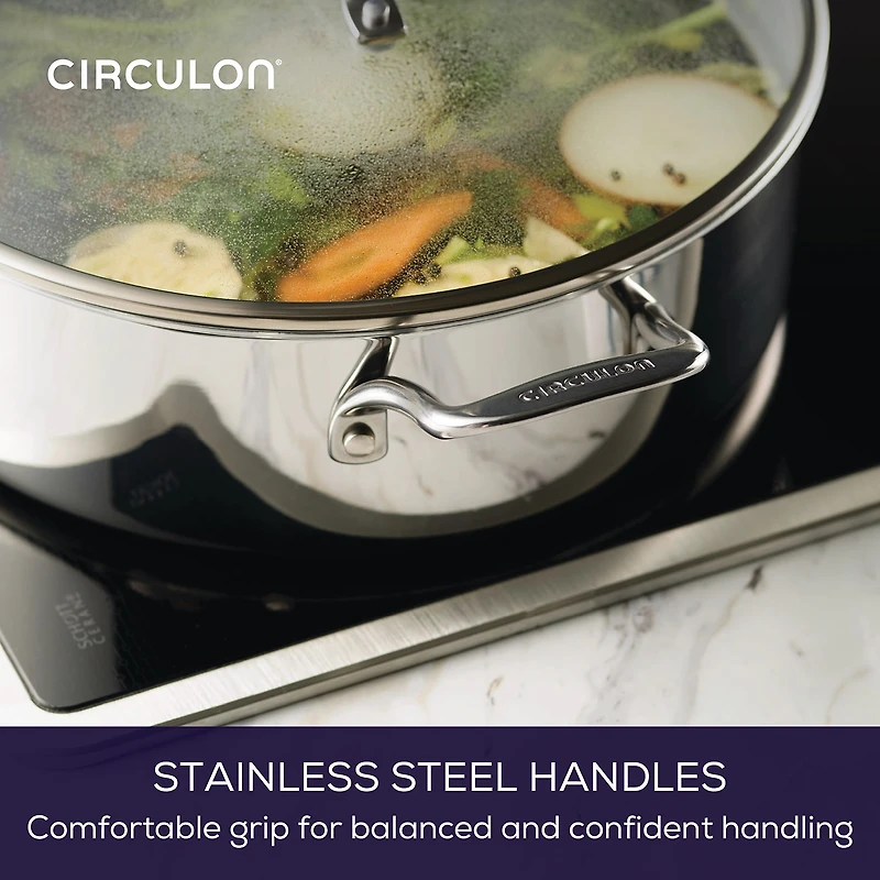 Circulon C1 Series Clad With Scratch Defense Technology Nonstick With Lid 7 Qt Non-Stick Stainless Steel Braising Pan