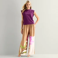 Worthington Womens Crew Neck Sleeveless Blouse