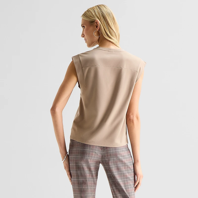 Worthington Womens Crew Neck Sleeveless Blouse