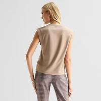 Worthington Womens Crew Neck Sleeveless Blouse