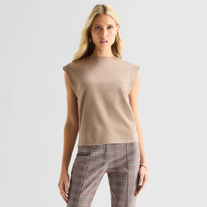 Worthington Womens Crew Neck Sleeveless Blouse