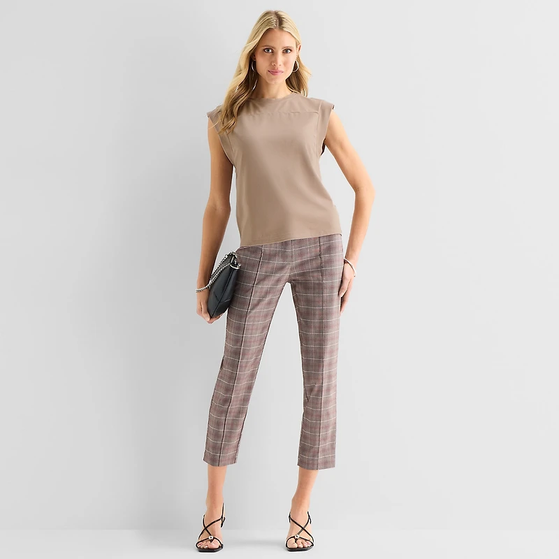 Worthington Womens Crew Neck Sleeveless Blouse