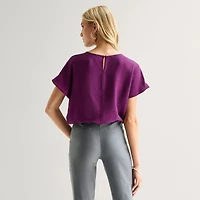 Worthington Womens Short Sleeve Blouse