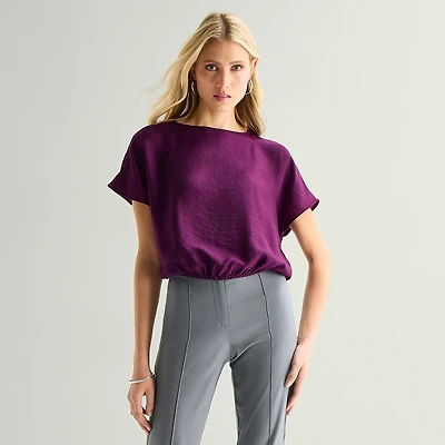 Worthington Womens Short Sleeve Blouse