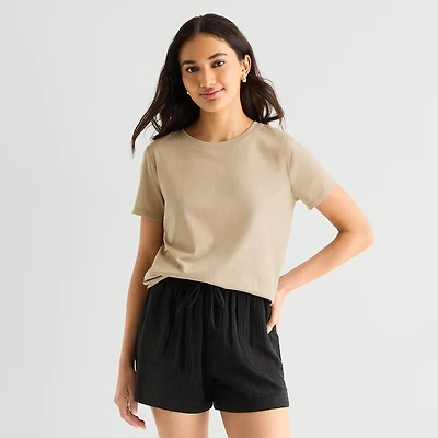 a.n.a Womens Easy-on + Easy-off Crew Neck Short Sleeve Adaptive T-Shirt