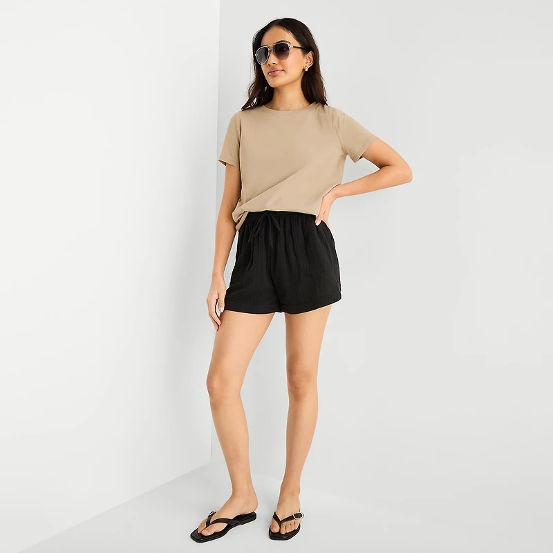 a.n.a Womens Easy-on + Easy-off Crew Neck Short Sleeve Adaptive T-Shirt