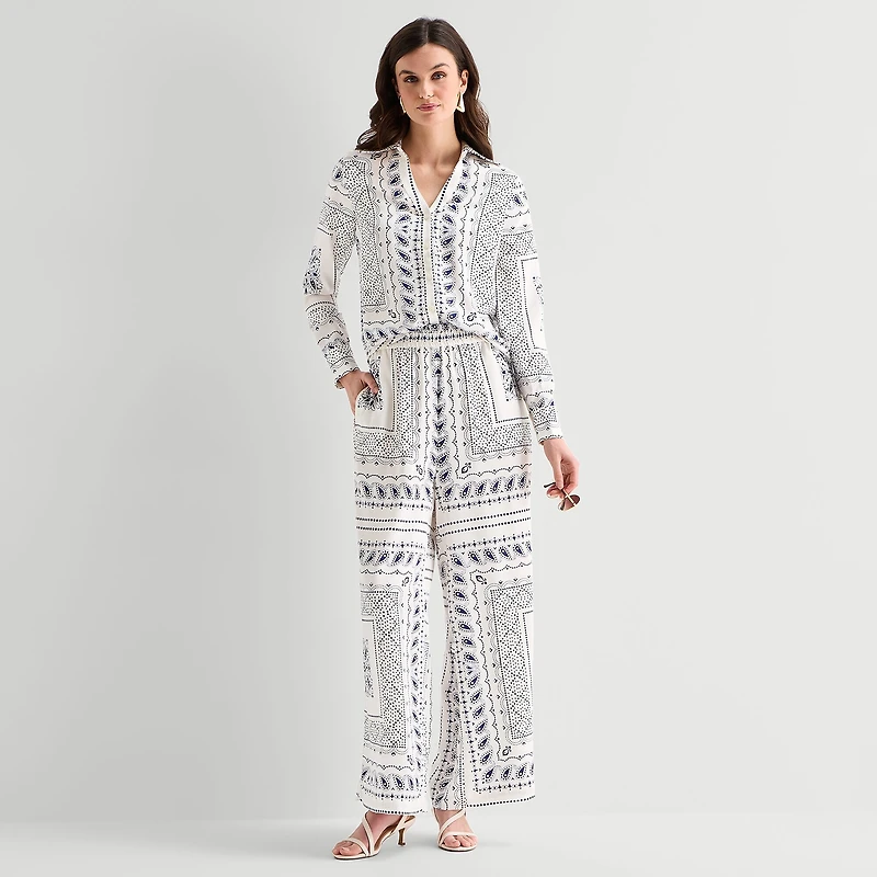 Worthington Womens Wide Leg Mid Rise Trouser