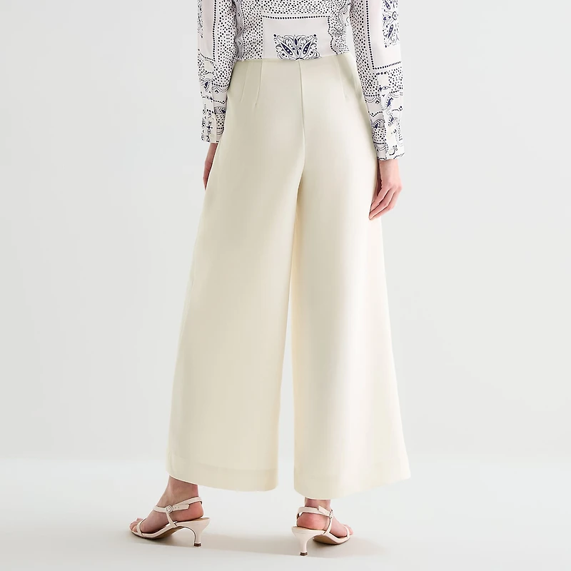 Worthington Womens Wide Leg High Rise Pleated Pant