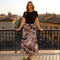 24seven Comfort Apparel Womens Mid Rise Long A-Line Skirt